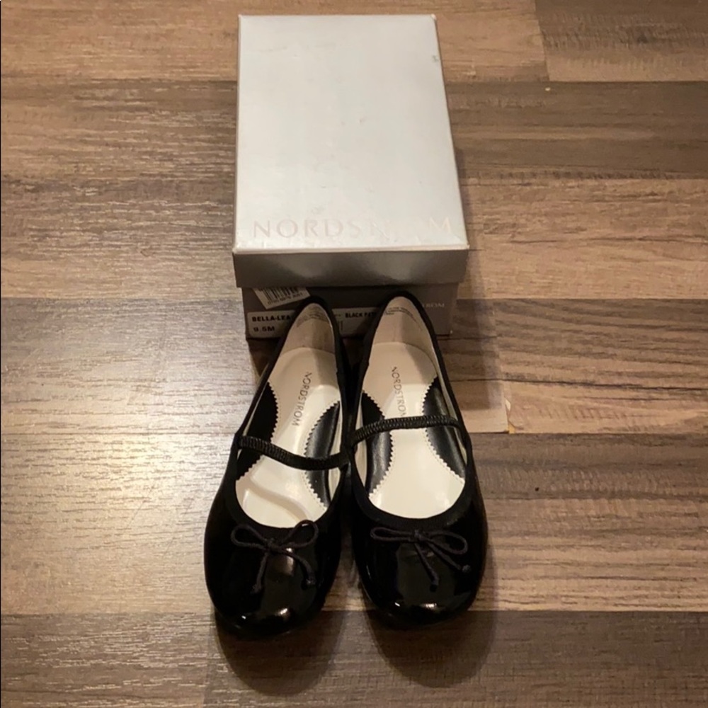 NORDSTROM Black Patent Leather SlipOn Ballet Shoes